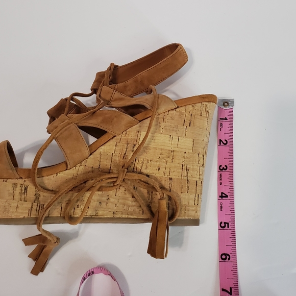 Bleecker & Bond Tan Lace Up Wedge Sandals - Picture 8 of 8